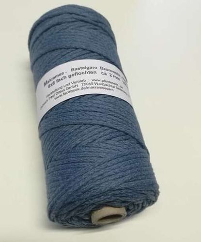 *NEU* Makramee-/Bastelgarn in 2 mm GEFLOCHTEN - Spule 150 Meter - Farbe: jeansblau