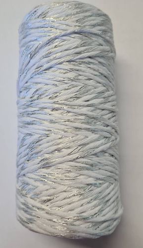 Makrameegarn 150 Meter - 3 mm gezwirnt - Farbe: WeißGlitzer (Baumwolle-Lurex-Mischung)
